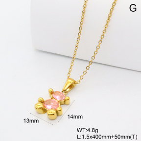 GEN002200bhva-066  18K PVD Zircon,Handmade Polished  Stainless Steel Necklace  BC25120467E-PK