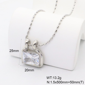 GEN002222bhva-066  18K PVD Zircon,Handmade Polished  Stainless Steel Necklace  BC25110451N-S-WT