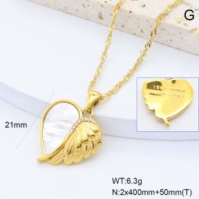 GEN002254bhva-066  18K PVD Shell & Czech Stones,Handmade Polished  Stainless Steel Necklace  BC25110437N