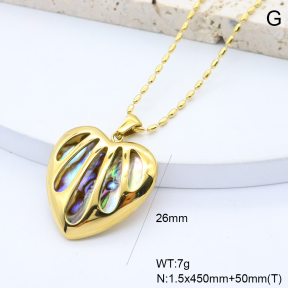 GEN002268bhva-066  18K PVD Abalone Shell,Handmade Polished  Stainless Steel Necklace  BC25070186N-AE