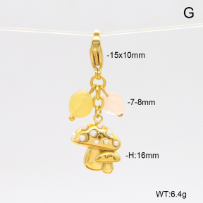 6BC000167bhva-908  Morganite & Plastic Imitation Pearls  Stainless Steel Bikini Charms