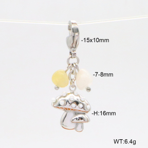 6BC000168vbpb-908  Morganite & Plastic Imitation Pearls  Stainless Steel Bikini Charms