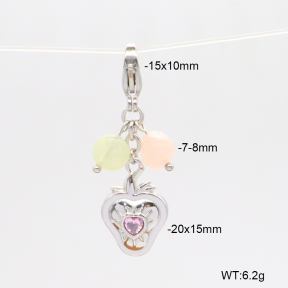 6BC000172vbpb-908  Morganite & Zircon  Stainless Steel Bikini Charms