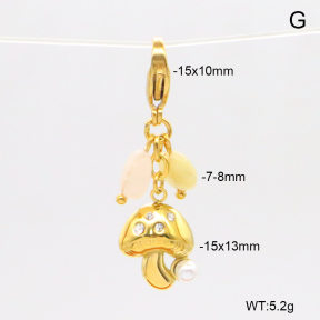 6BC000176bhbl-908  Morganite & Czech Stones & Plastic Imitation Pearls  Stainless Steel Bikini Charms