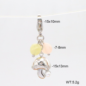 6BC000177bvpl-908  Morganite & Czech Stones & Plastic Imitation Pearls  Stainless Steel Bikini Charms