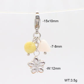 6BC000181vbpb-908  Morganite & Czech Stones  Stainless Steel Bikini Charms