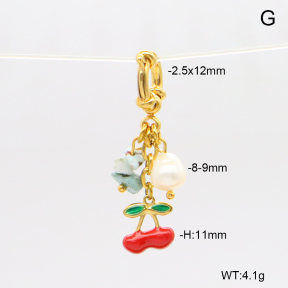 6BC000186bhva-908  Larimar & Cultured Freshwater Pearls  & Enamel  Stainless Steel Bikini Charms