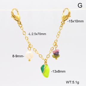 6BC000188bhva-908  Tourmaline & Cultured Freshwater Pearls  & Enamel  Stainless Steel Bikini Charms