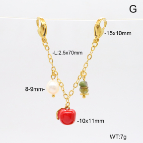 6BC000189bhva-908  Tourmaline & Cultured Freshwater Pearls  & Enamel  Stainless Steel Bikini Charms