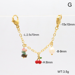 6BC000190bhva-908  Tourmaline & Cultured Freshwater Pearls  & Enamel  Stainless Steel Bikini Charms