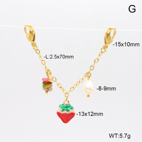 6BC000191bhbl-908  Tourmaline & Cultured Freshwater Pearls  & Enamel  Stainless Steel Bikini Charms