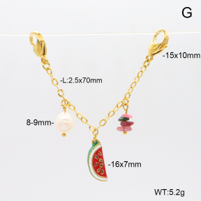 6BC000192bhva-908  Tourmaline & Cultured Freshwater Pearls  & Enamel  Stainless Steel Bikini Charms