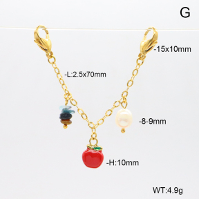 6BC000193bhva-908  Tourmaline & Cultured Freshwater Pearls  & Enamel  Stainless Steel Bikini Charms