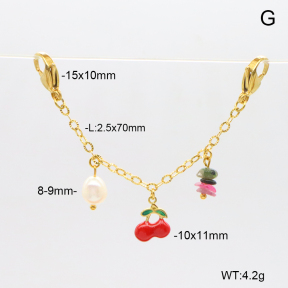 6BC000194bhva-908  Tourmaline & Cultured Freshwater Pearls  & Enamel  Stainless Steel Bikini Charms