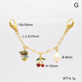 6BC000195bhva-908  Tourmaline & Cultured Freshwater Pearls  & Enamel & Czech Stones  Stainless Steel Bikini Charms