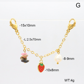 6BC000196bhva-908  Tourmaline & Cultured Freshwater Pearls  & Enamel  Stainless Steel Bikini Charms