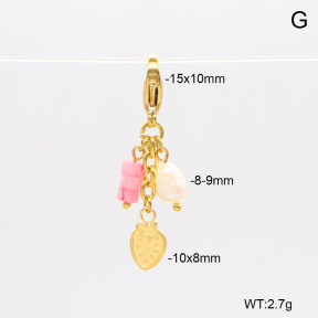 6BC000257bbov-908  Rhodochrosite & Cultured Freshwater Pearls  Stainless Steel Bikini Charms