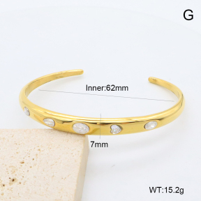 GEB000848vhov-066  18K PVD Zircon,Handmade Polished  Stainless Steel Bangle  BC25120479B-WT