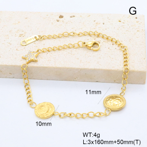 GEB000856bhia-066  18K PVD Czech Stones,Handmade Polished  Stainless Steel Bracelet  BC26010035B