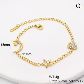 GEB000858vhkb-066  18K PVD Czech Stones,Handmade Polished  Stainless Steel Bracelet  BC25120469B