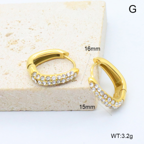 GEE002817bhia-066  316 Pin 18K PVD Czech Stones,Handmade Polished  Stainless Steel Earrings  BC25120508E