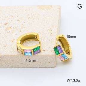 GEE002863bhia-066  316 Pin 18K PVD Zircon,Handmade Polished  Stainless Steel Earrings  BC25100328E-CR