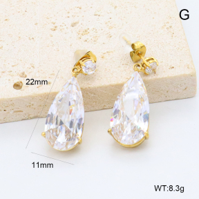 GEE002875vhmv-066  316 Pin 18K PVD Zircon,Handmade Polished  Stainless Steel Earrings  BC25110400E-WT