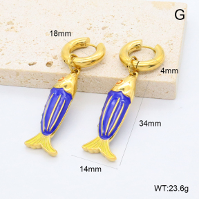 GEE002880vhkb-066  316 Pin 18K PVD Enamel,Handmade Polished  Stainless Steel Earrings  BC26010003E-BE
