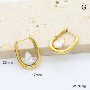 GEE002901bhia-066  316 Pin 18K PVD Zircon,Handmade Polished  Stainless Steel Earrings  BC24080775E-3