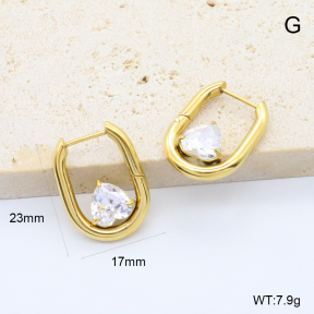 GEE002902bhia-066  316 Pin 18K PVD Zircon,Handmade Polished  Stainless Steel Earrings  BC24080775E-2