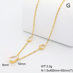 GEN002246ahjb-066  18K PVD Zircon,Handmade Polished  Stainless Steel Necklace  BC26010041N