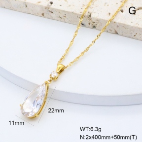 GEN002252bhia-066  18K PVD Zircon,Handmade Polished  Stainless Steel Necklace  BC25110400N-WT