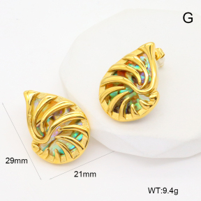 GEE002519bhia-066  Abalone Shell,Handmade Polished  Stainless Steel Earrings