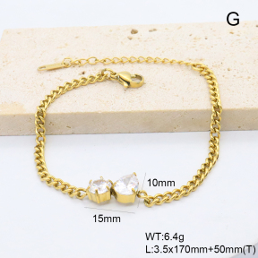 GEB000853bhia-066  18K PVD Zircon,Handmade Polished  Stainless Steel Bracelet  BC26010027B-WT