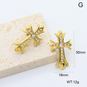 GEE002709bhia-066  316 Pin 18K PVD Czech Stones,Handmade Polished  Stainless Steel Earrings  BC25090260E