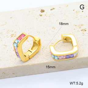 GEE002907vhkb-066  316 Pin 18K PVD Zircon,Handmade Polished  Stainless Steel Earrings  BC25100333E-CR