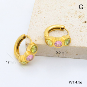 GEE002910bhia-066  316 Pin 18K PVD Zircon,Handmade Polished  Stainless Steel Earrings  BC25100375E-CR