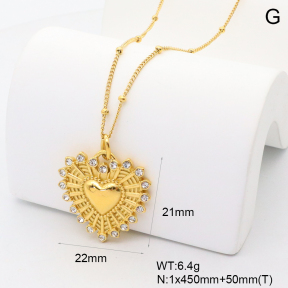 GEN002211bhva-066  18K PVD Czech Stones,Handmade Polished  Stainless Steel Necklace  BC25100386N