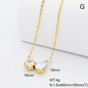 GEN002243vhha-066  18K PVD Zircon,Handmade Polished  Stainless Steel Necklace  BC26010027N-WT