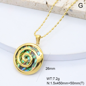 GEN002270bhva-066  18K PVD Abalone Shell,Handmade Polished  Stainless Steel Necklace  BC25070187N-AE