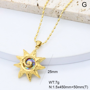 GEN002271bhva-066  18K PVD Abalone Shell,Handmade Polished  Stainless Steel Necklace  BC25070190N-AE