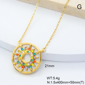 GEN002289bhia-066  18K PVD Shell & Czech Stones,Handmade Polished  Stainless Steel Necklace  BC25110436N-CR-WE