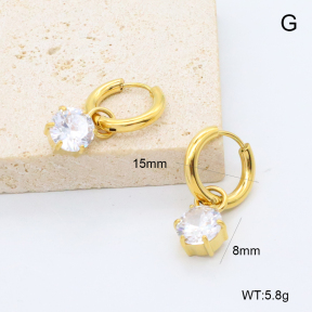 GEE002868bhia-066  316 Pin 18K PVD Zircon,Handmade Polished  Stainless Steel Earrings  BC25110393E-WT