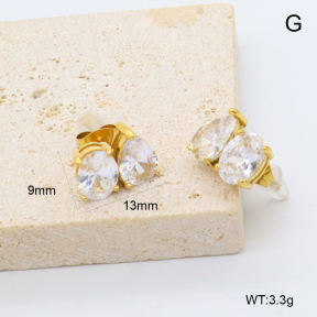 GEE002872bhva-066  316 Pin 18K PVD Zircon,Handmade Polished  Stainless Steel Earrings  BC26010030E-WT