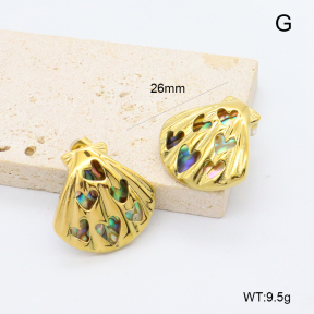 GEE002886bhia-066  316 Pin 18K PVD Abalone Shell,Handmade Polished  Stainless Steel Earrings  BC25070188E-AE
