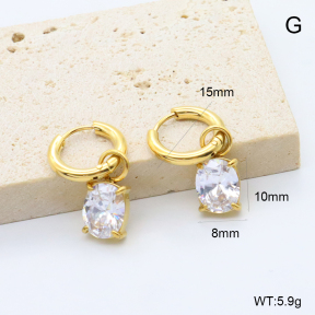 GEE002904bhva-066  316 Pin 18K PVD Zircon,Handmade Polished  Stainless Steel Earrings  BC26010074E