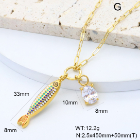 GEN002261vhkb-066  18K PVD Enamel & Zircon,Handmade Polished  Stainless Steel Necklace  BC26010004N-CR