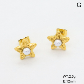 6E3002801bhbo-G034  316 SS 18K PVD Resin Imitation Pearls,Handmade Polished  Stainless Steel Earrings