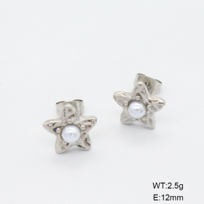 6E3002802bbpi-G034  316 SS Resin Imitation Pearls,Handmade Polished  Stainless Steel Earrings