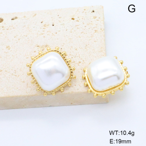 6E3002804baka-G038  316 Pin Resin Imitation Pearls  Stainless Steel Earrings